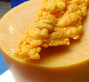 Natural yellow color of beeswax