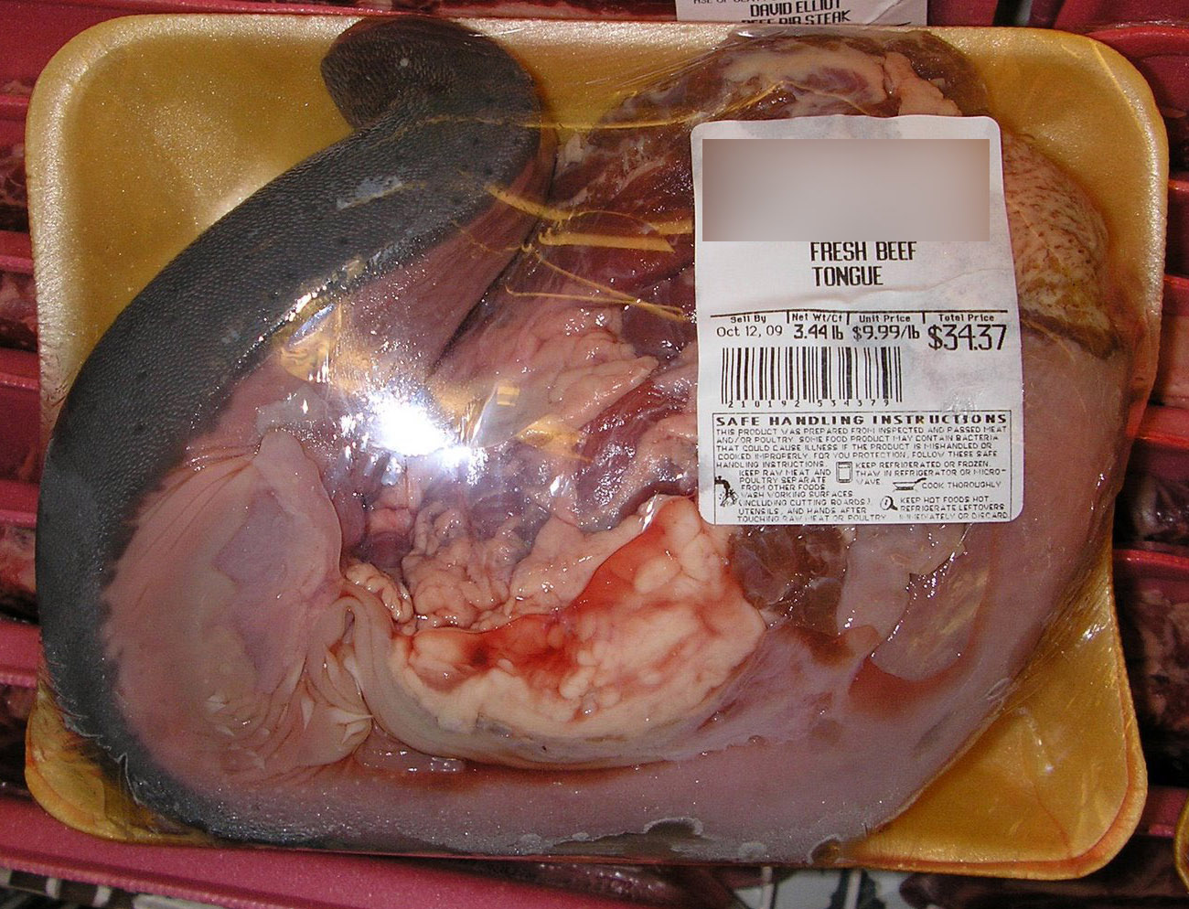 Fresh packaged kosher beef tongue