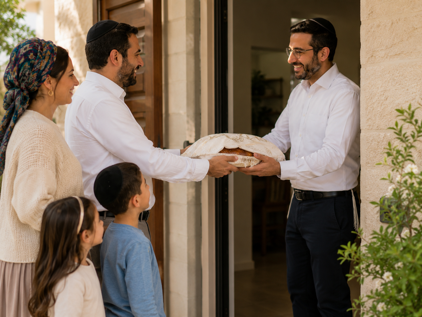A family bringing challah to a Kohen