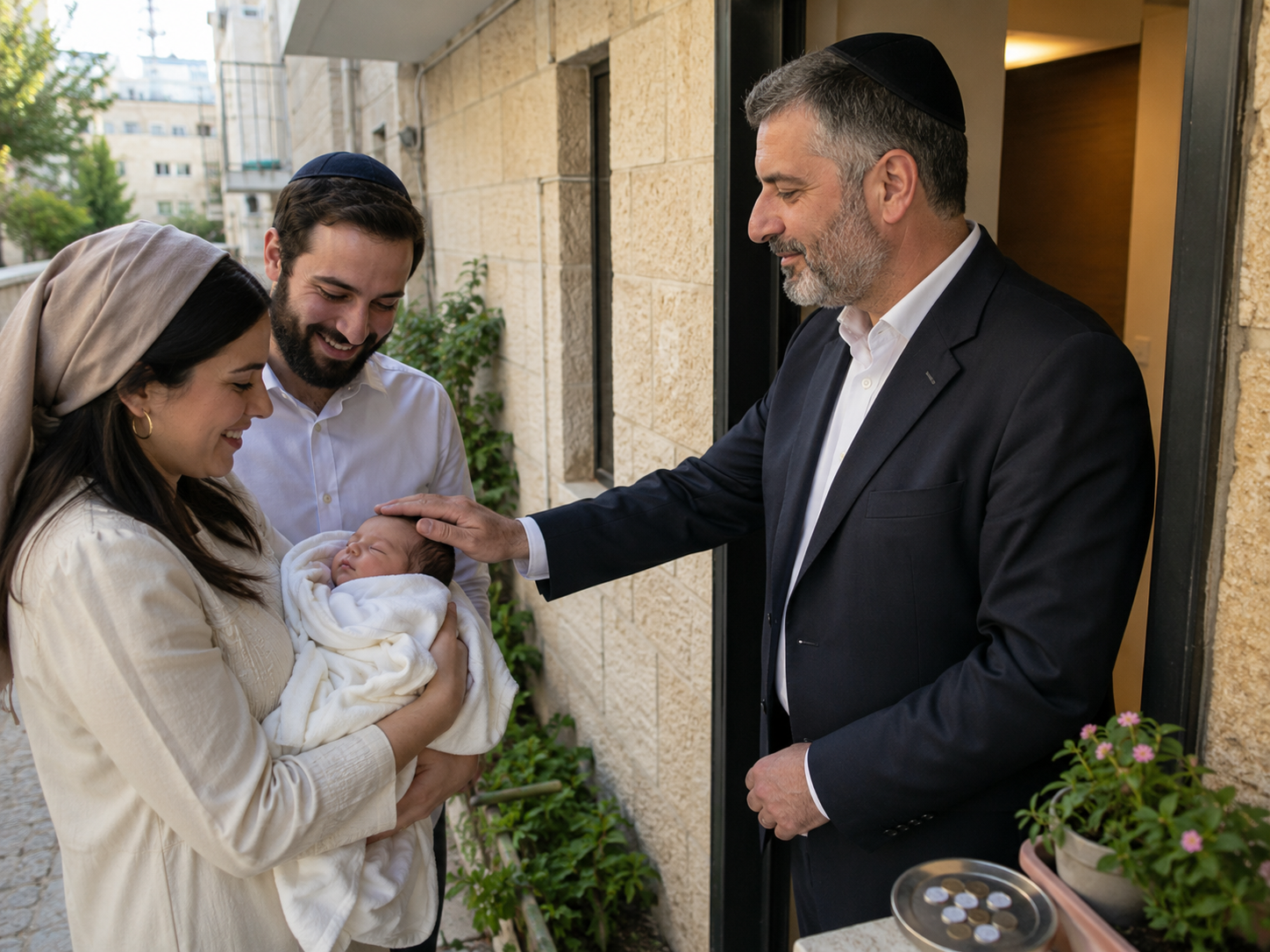 כהן מניח יד אחת על ראש הבכור ומברך אותו לאחר פדיון הבן